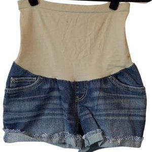 Indigo Blue Frayed Maternity Shorts Sz Small
